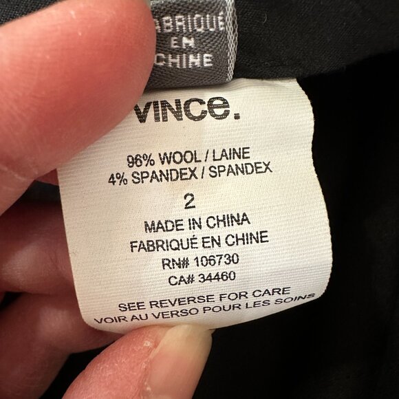 Vince Black Wool Slacks Trousers Pants Straight Leg Women's size 2 - Picture 4 of 8